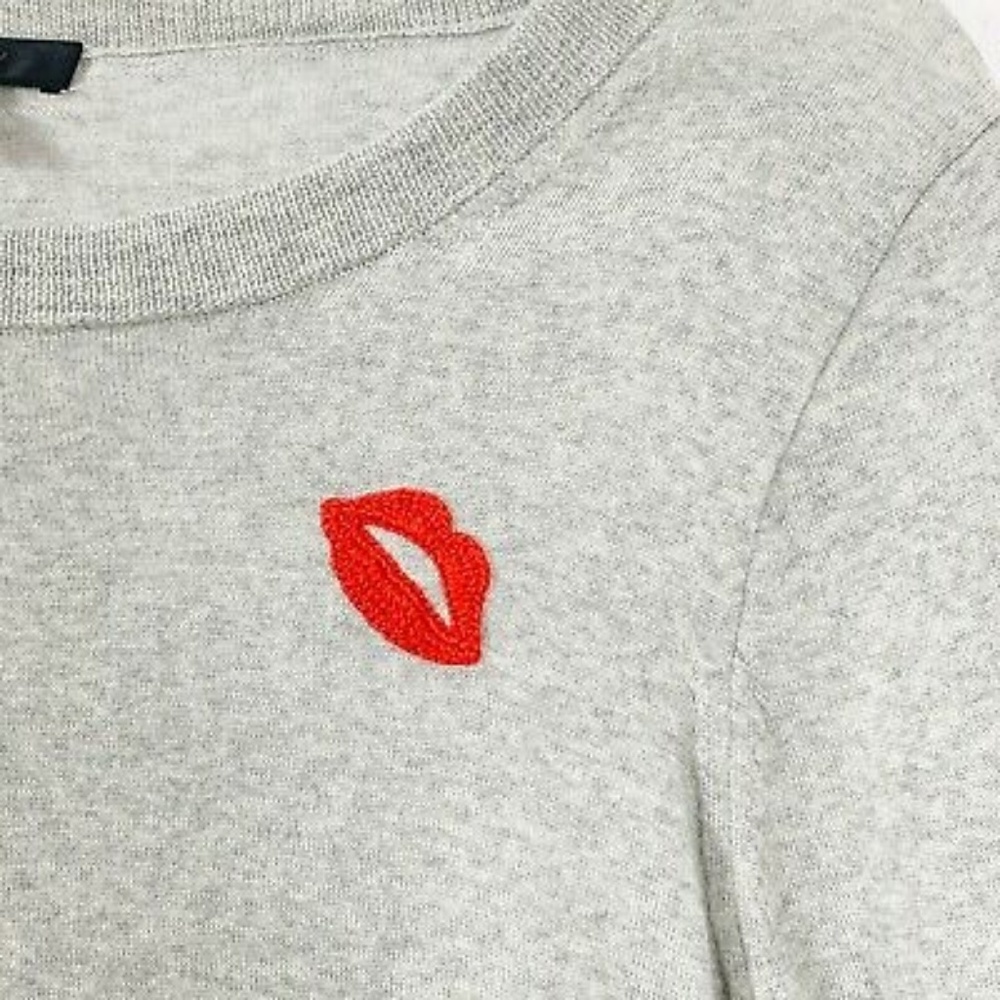 J Crew Tippi Sweater w/ Embroidered Red Lips